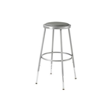 NATIONAL PUBLIC SEATING Interion® Steel Shop Stool with Padded Seat - Adjustable Height 25" - 33" - Gray - Pack of 2 688308